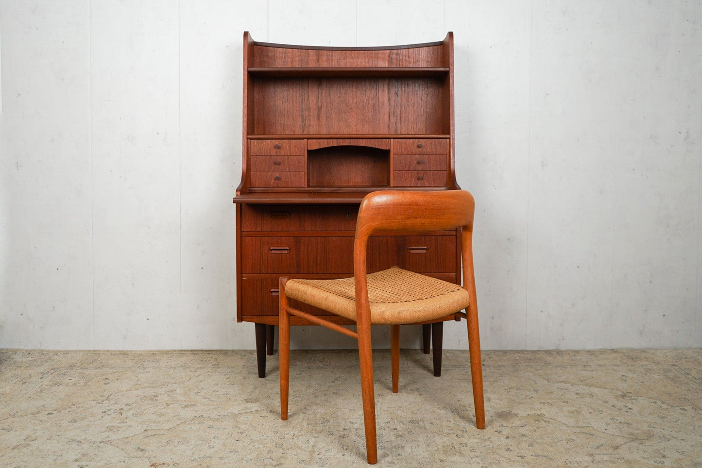 Vintage Teak Secretary Chest of Drawers Danish 60s Mid Century