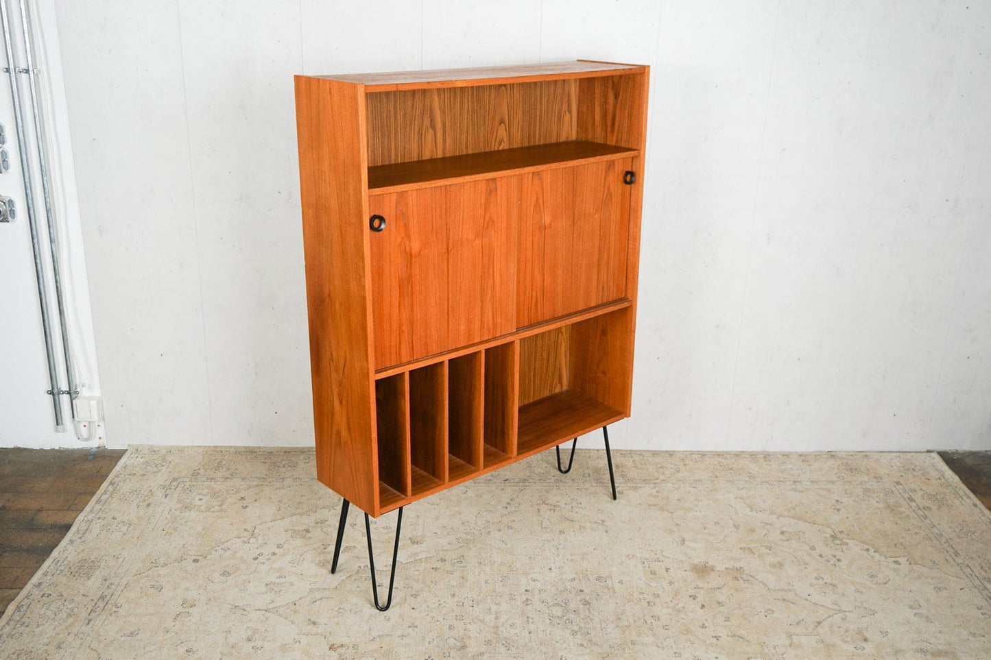 Teak Shelf Vinyl Bookcase, Danish, 60s Vintage