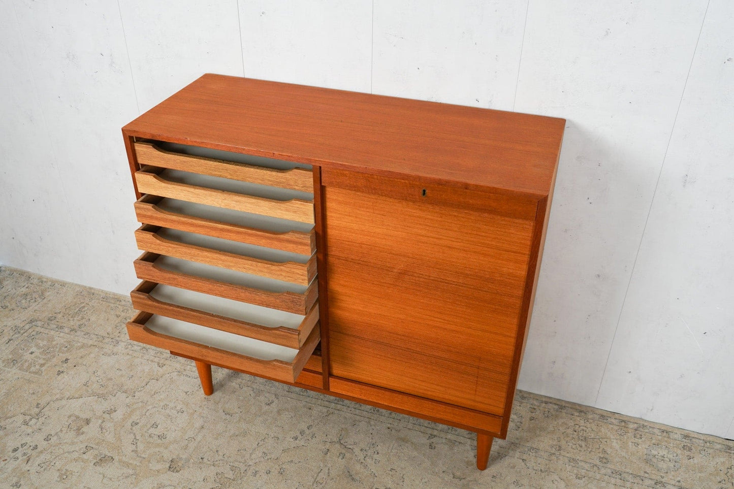 Vintage Teak Venetian Blind Cabinet Chest of Drawers Danish 60s Mid Century