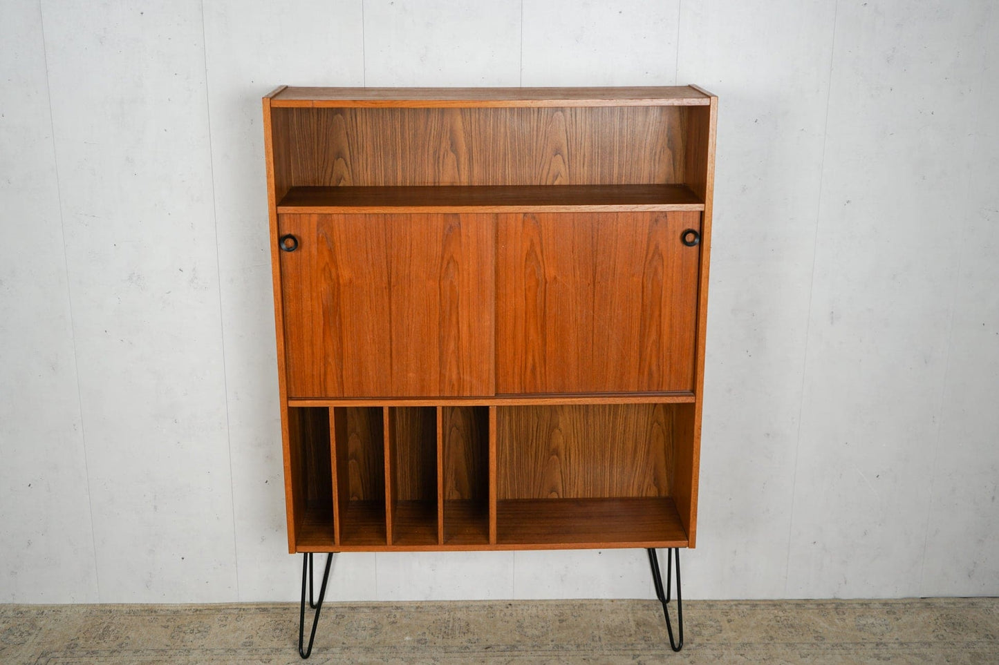 Teak Shelf Vinyl Bookcase, Danish, 60s Vintage