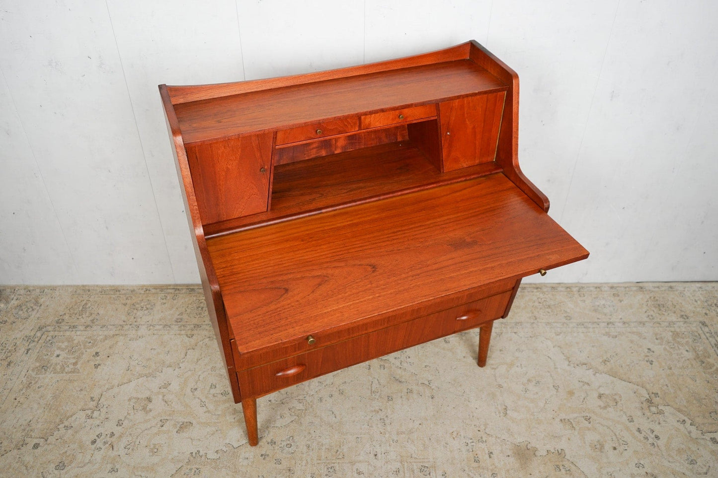 Vintage Teak Secretary Chest of Drawers Danish 60s Mid Century