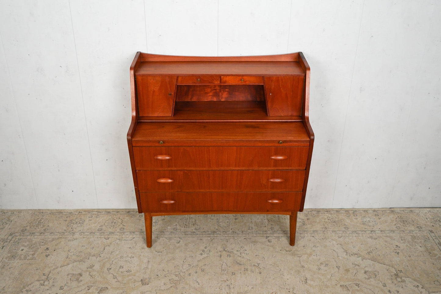 Vintage Teak Secretary Chest of Drawers Danish 60s Mid Century