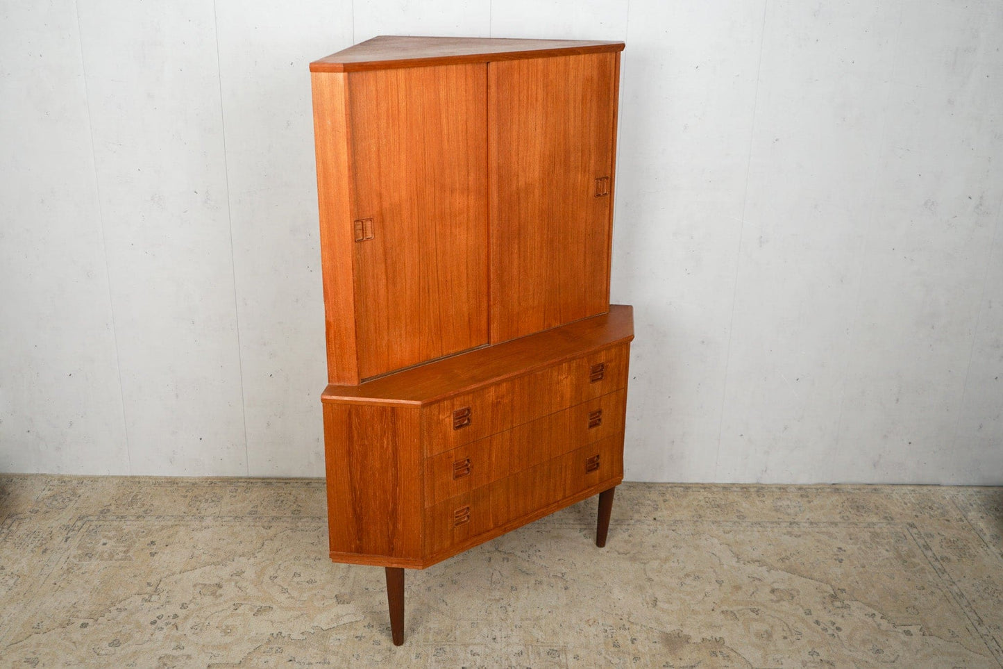 Vintage Teak Corner Cabinet 60s Mid Century Retro Danish