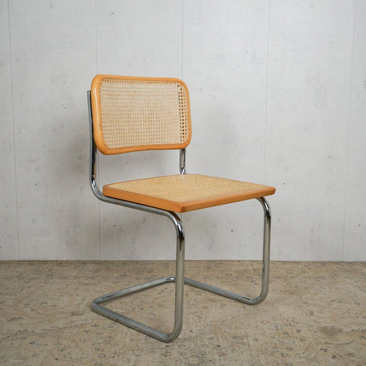 Chaise de salle à manger viennoise vintage en porte-à-faux en osier