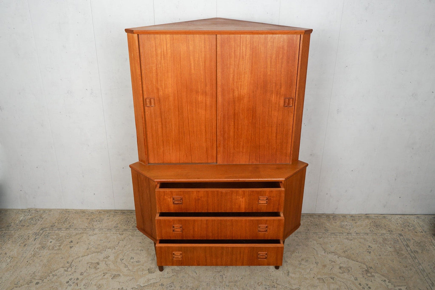 Vintage Teak Corner Cabinet 60s Mid Century Retro Danish