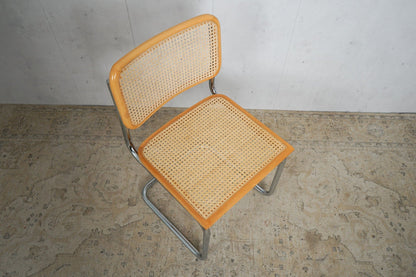 Chaise de salle à manger viennoise vintage en porte-à-faux en osier