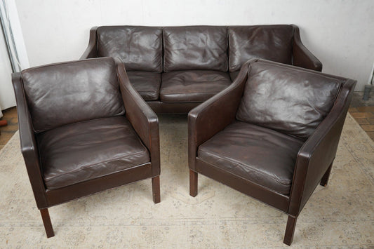 Set of 2 Børge Mogensen Vintage Sofa Couch Leather Sofa 60s