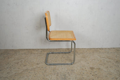 Chaise de salle à manger viennoise vintage en porte-à-faux en osier