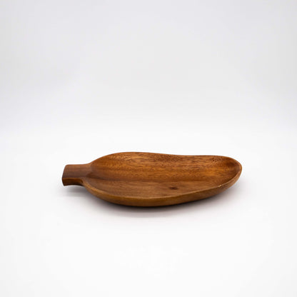 Teak Schale in Mangoform, Seitenansicht rechts