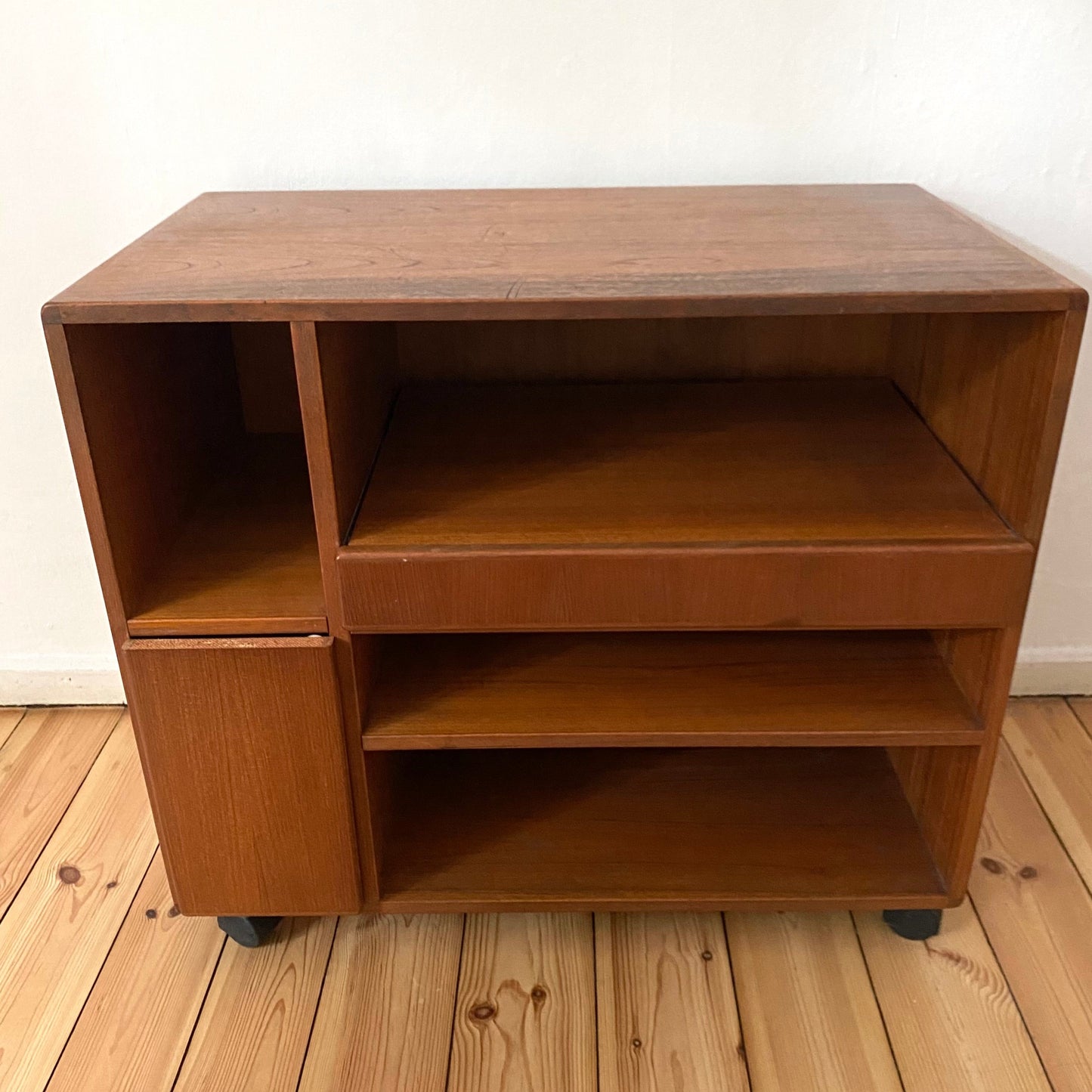 Danish mid century furniture teak record trolley by komfort Vintage