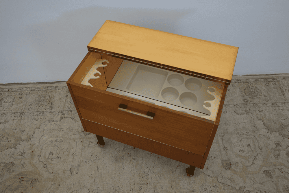 Teak bar cart dresser vintage 60s mid century retro Danish