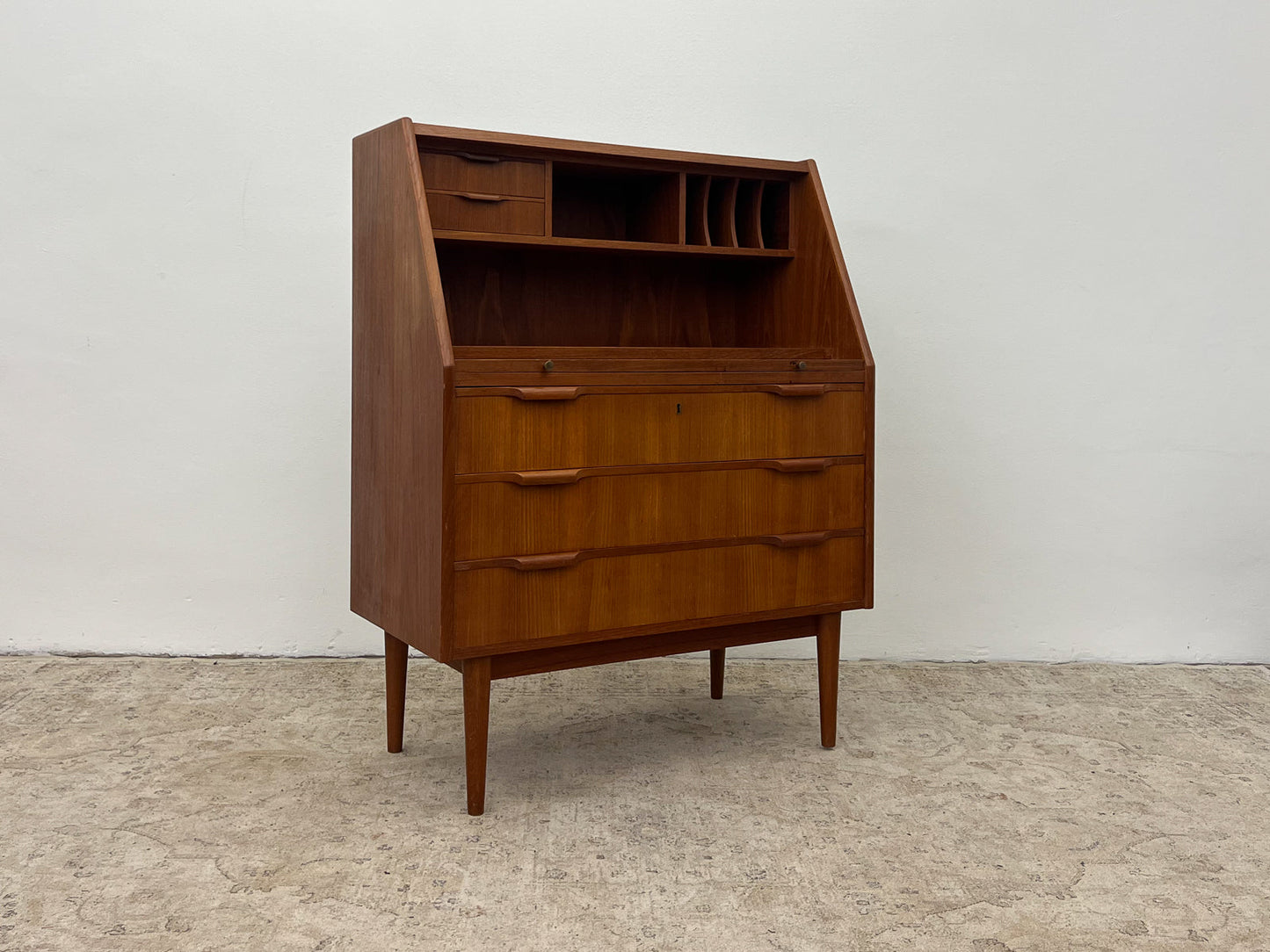 Teak Secretary Desk Danish Vintage 60s Mid Century