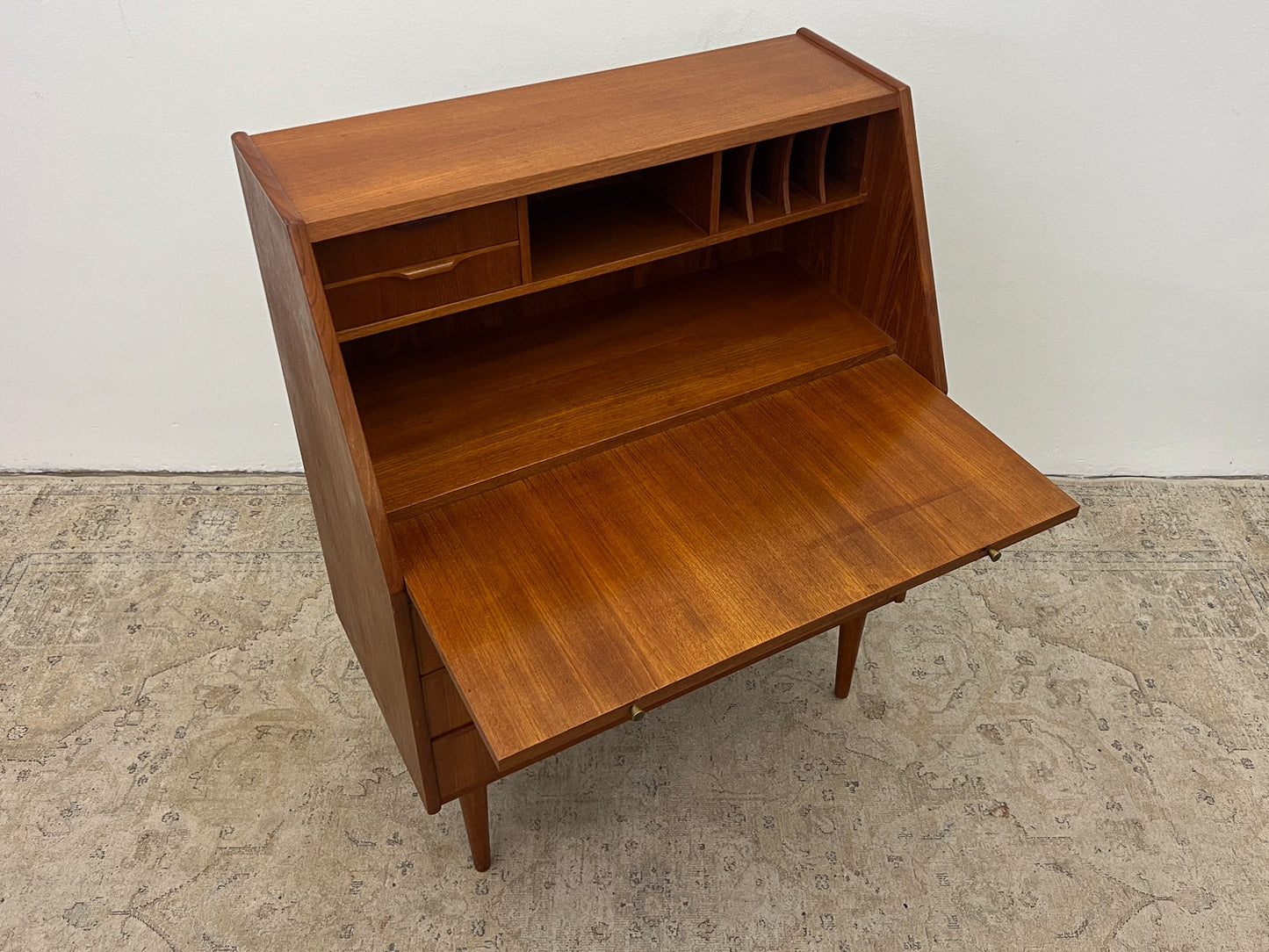 Teak Secretary Desk Danish Vintage 60s Mid Century