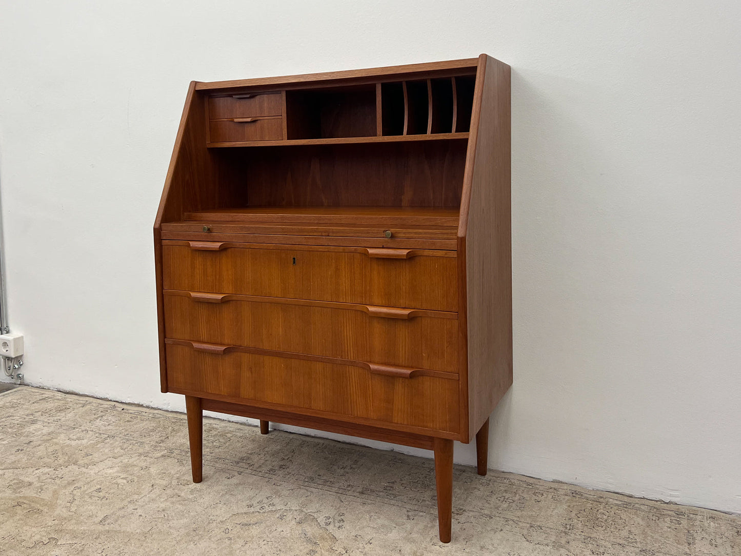 Teak Secretary Desk Danish Vintage 60s Mid Century