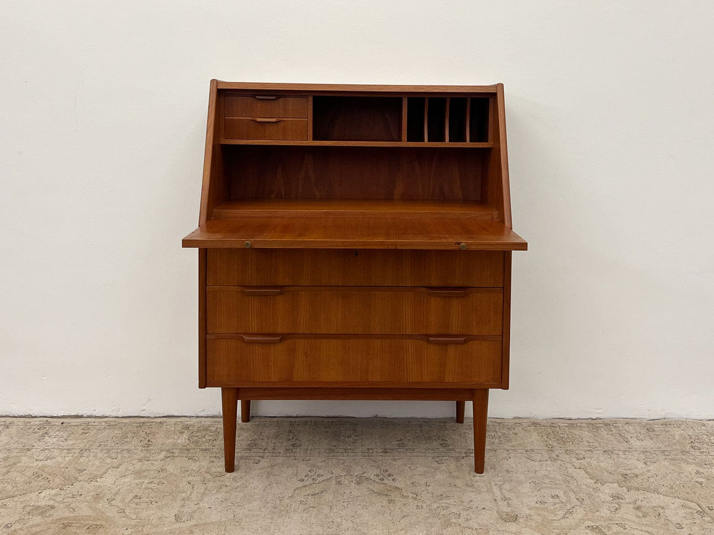 Teak Secretary Desk Danish Vintage 60s Mid Century