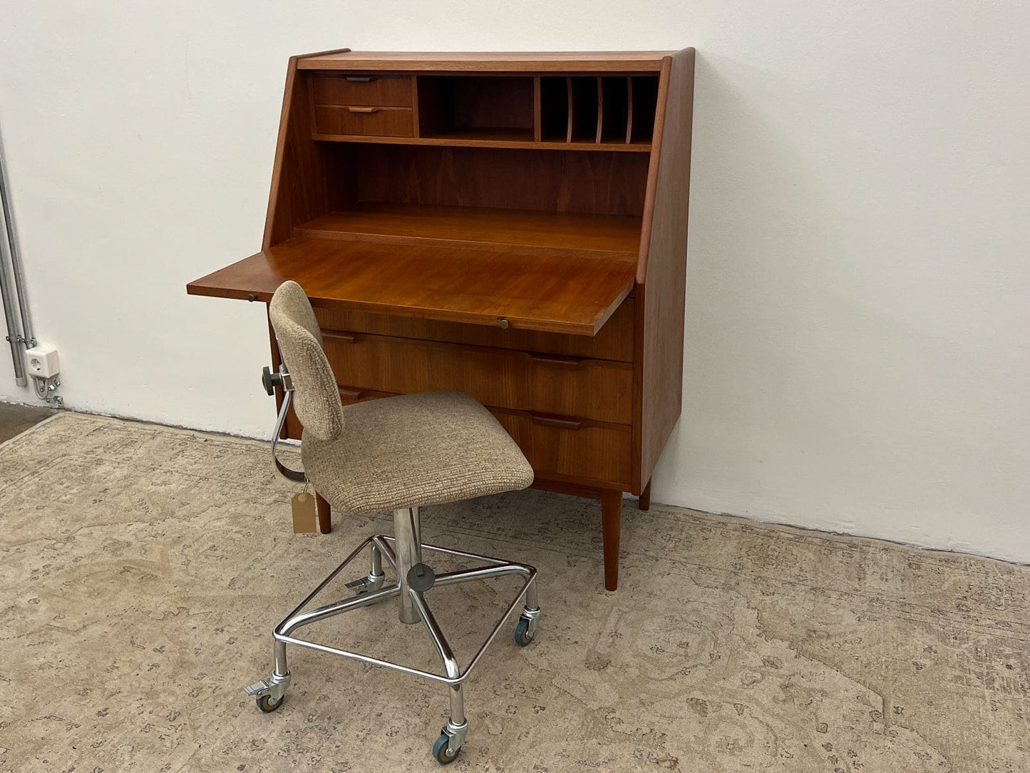 Teak Secretary Desk Danish Vintage 60s Mid Century