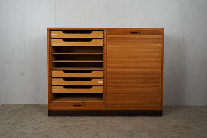 Danish louvre cabinet made of oak chest of drawers 60s Mid Century Vintage