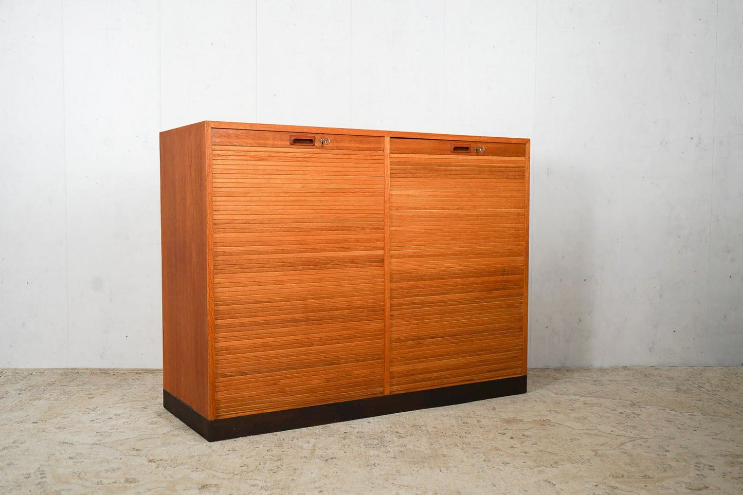 Danish louvre cabinet made of oak chest of drawers 60s Mid Century Vintage