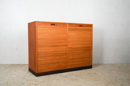 Danish louvre cabinet made of oak chest of drawers 60s Mid Century Vintage