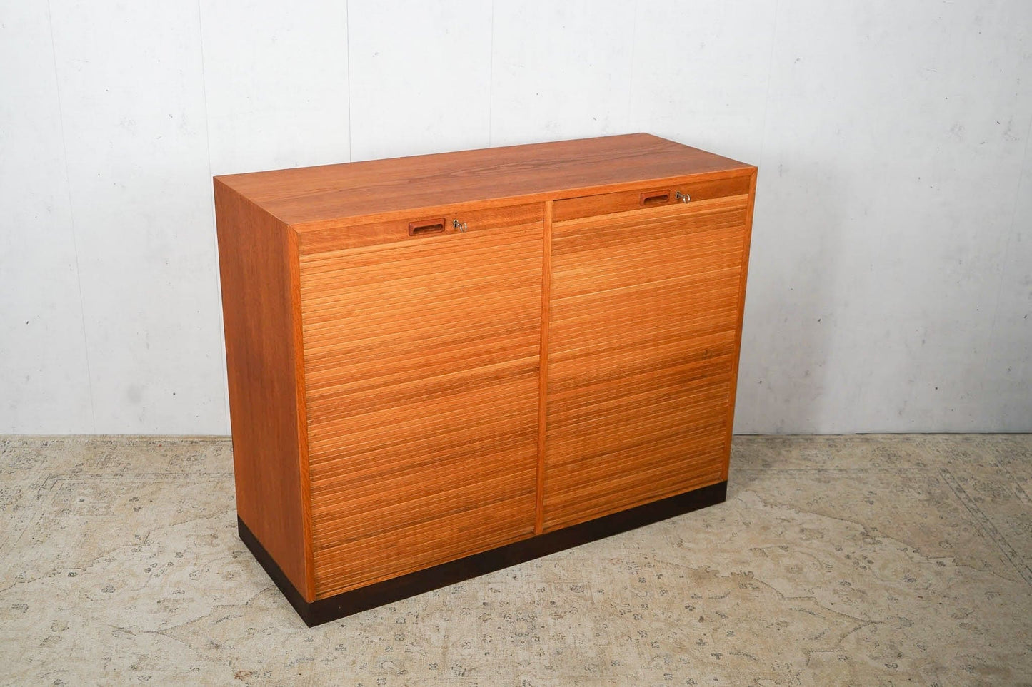 Danish louvre cabinet made of oak chest of drawers 60s Mid Century Vintage