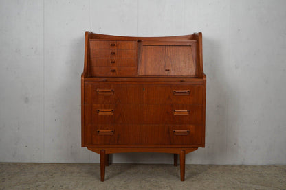 Commode secrétaire danoise en teck années 60 vintage du milieu du siècle