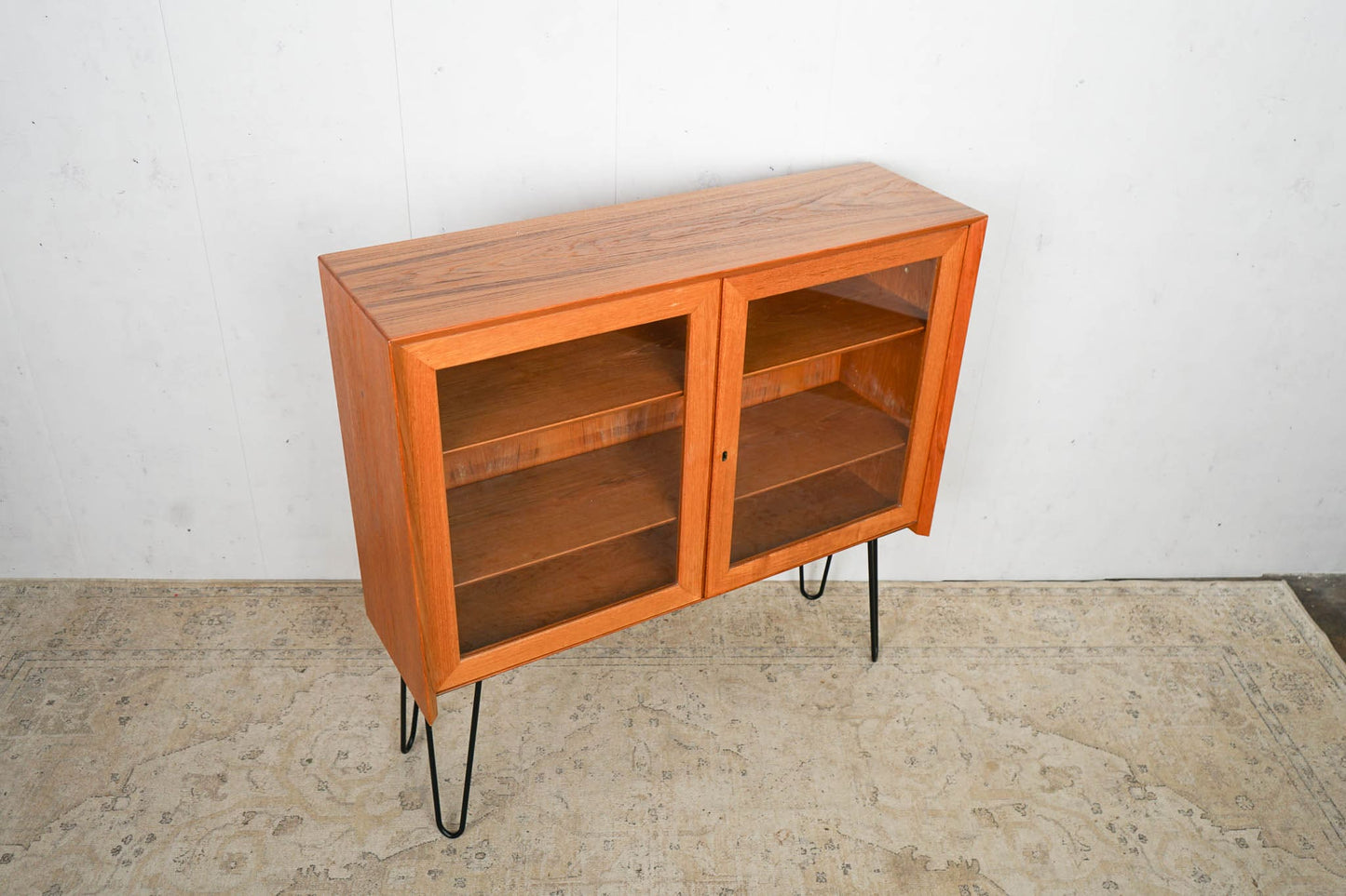 Teak display cabinet shelf 60s mid century retro vintage