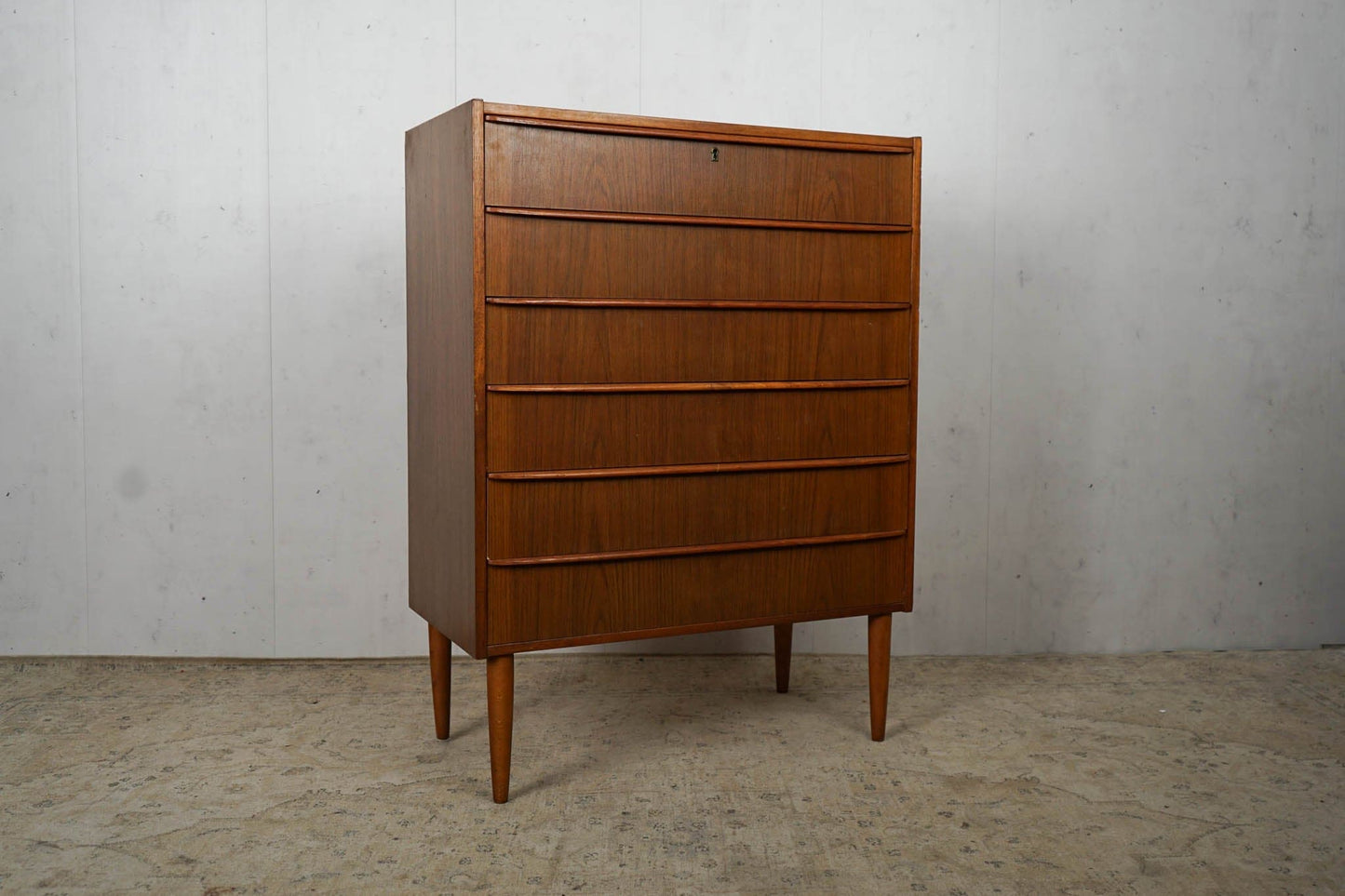 Dänische Teak Kommode Tallboy Retro 60er Mid Century Vintage