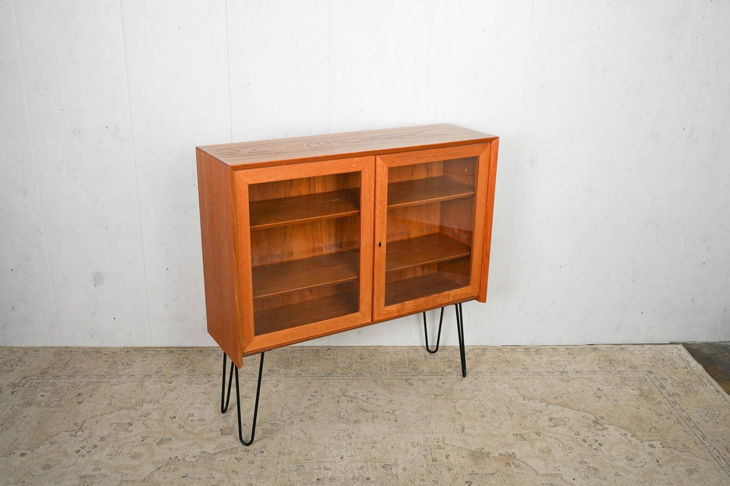 Teak display cabinet shelf 60s mid century retro vintage