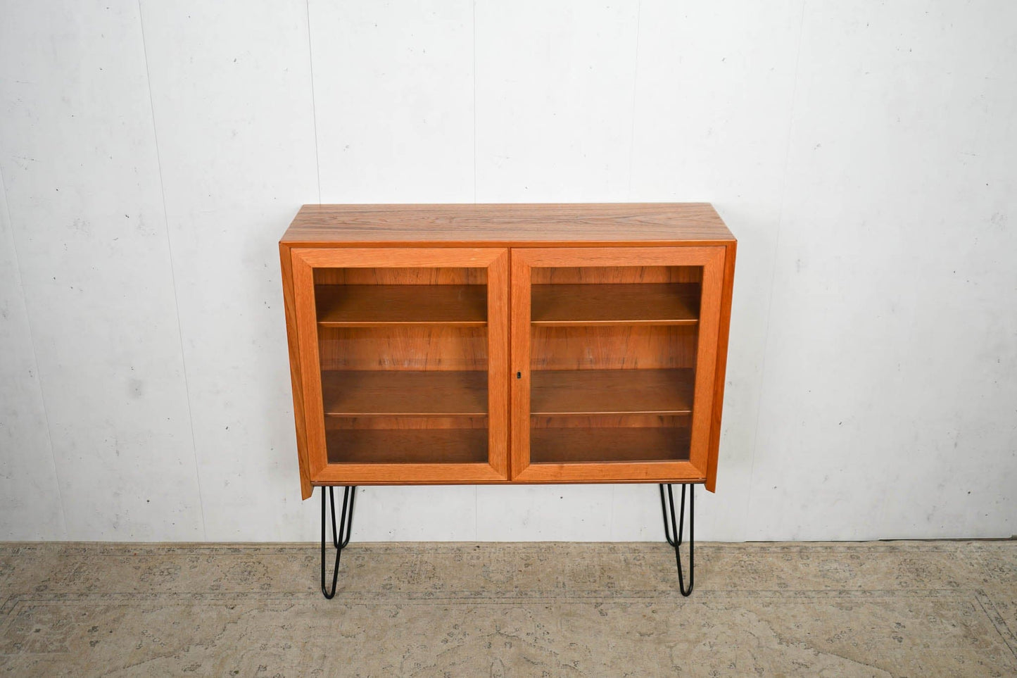 Teak display cabinet shelf 60s mid century retro vintage