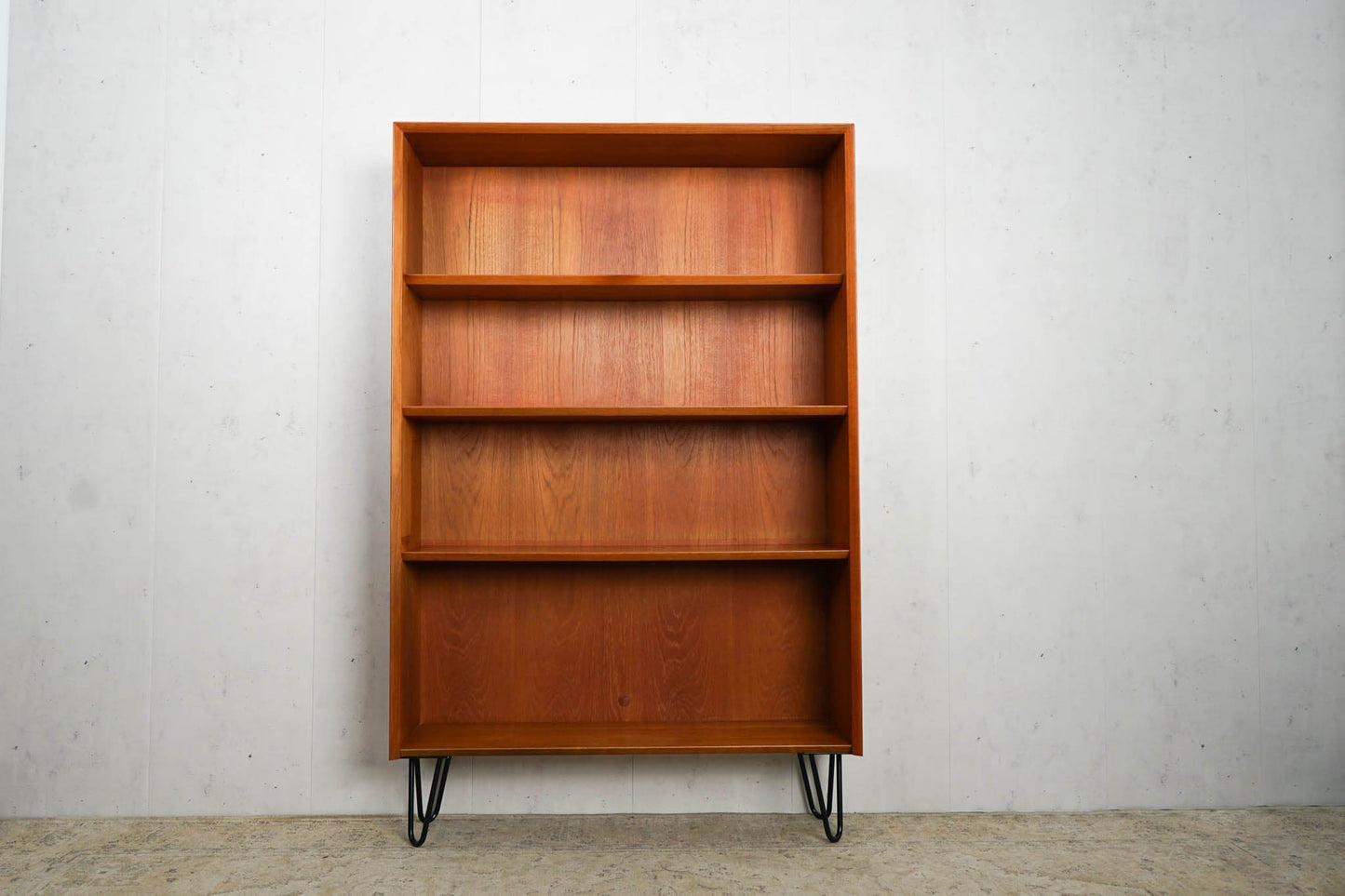 Teak Bookcase Hairpin 100cm high compartments Mid Century Danish Vintage