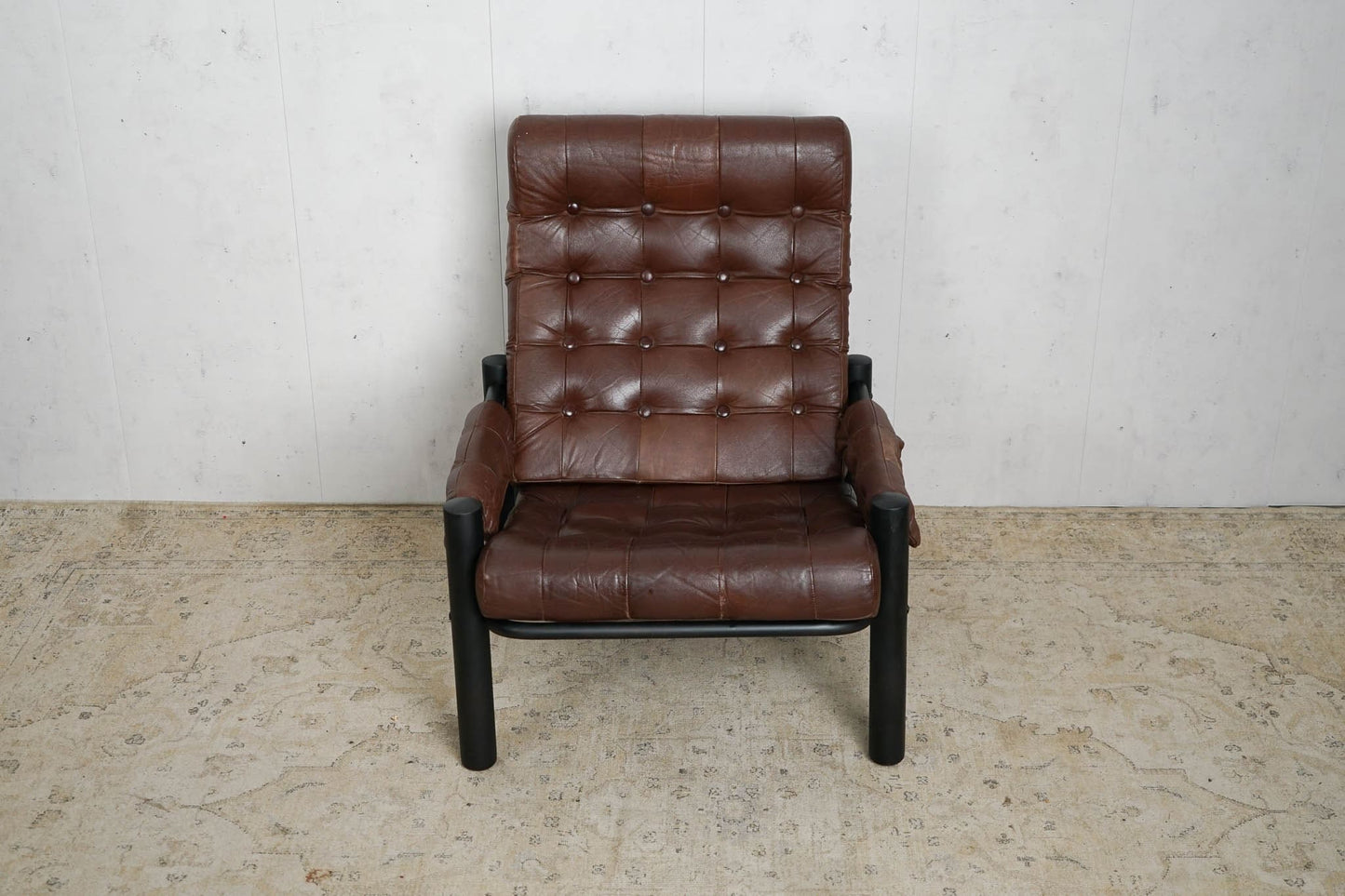 Leather Lounge Chair 60s Mid Century Armchair Vintage