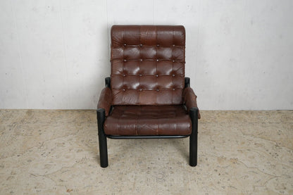 Fauteuil lounge en cuir des années 60, fauteuil du milieu du siècle, vintage