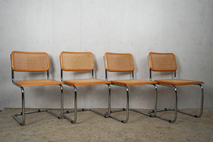 Chaise de salle à manger en porte-à-faux en rotin vintage du milieu du siècle