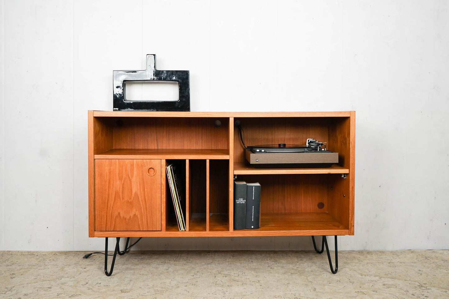 Danish Teak Sideboard Vinyl Record Cabinet Mid Century Vintage