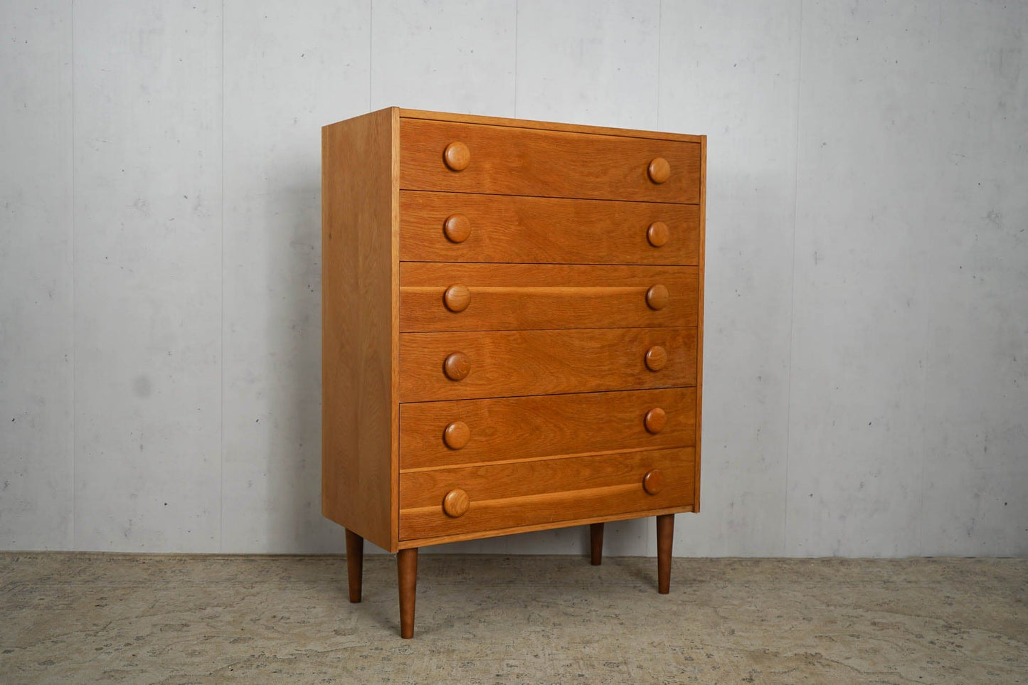 Commode danoise en teck Tallboy années 60 Mid Century Vintage