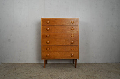 Commode danoise en teck Tallboy années 60 Mid Century Vintage