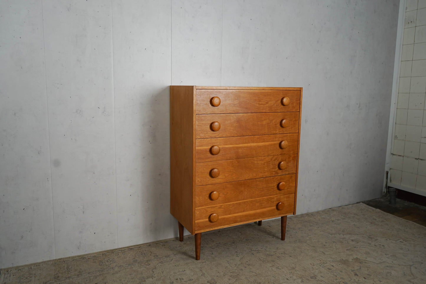 Commode danoise en teck Tallboy années 60 Mid Century Vintage