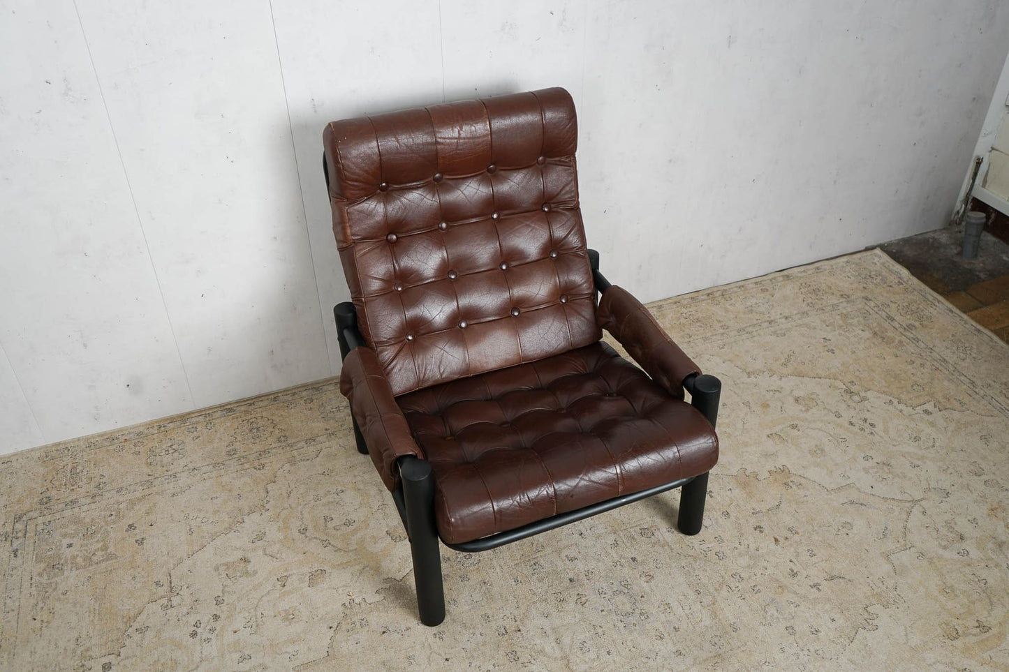 Leather Lounge Chair 60s Mid Century Armchair Vintage