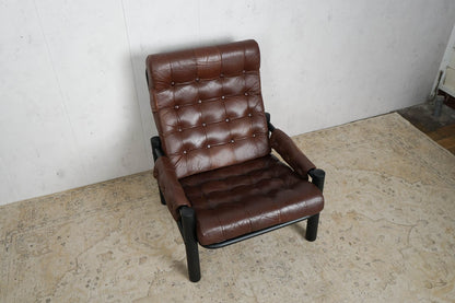 Fauteuil lounge en cuir des années 60, fauteuil du milieu du siècle, vintage