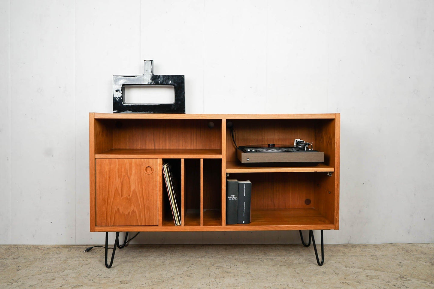 Danish Teak Sideboard Vinyl Record Cabinet Mid Century Vintage