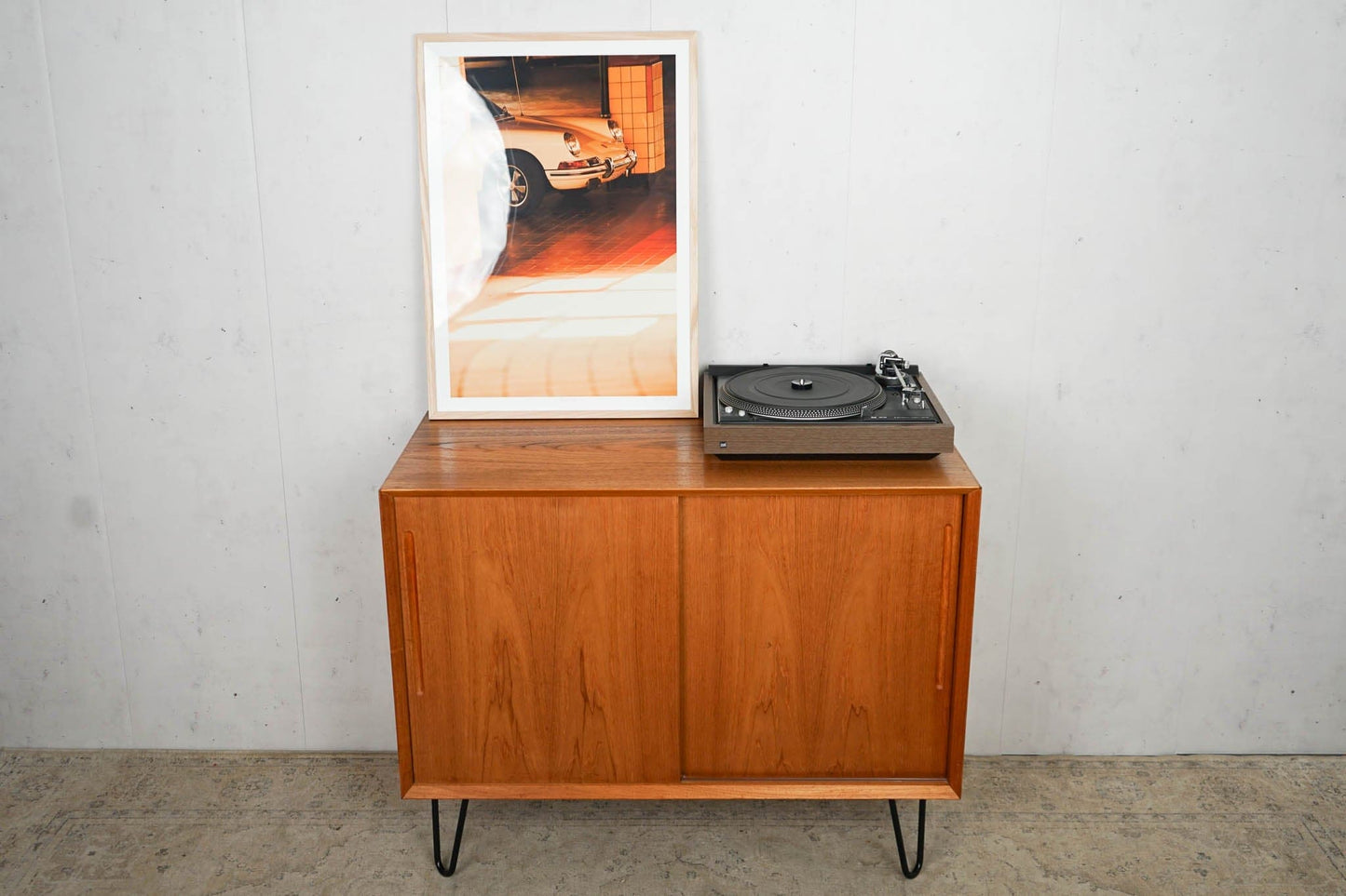 Teak vinyl sideboard record cabinet mid century vintage