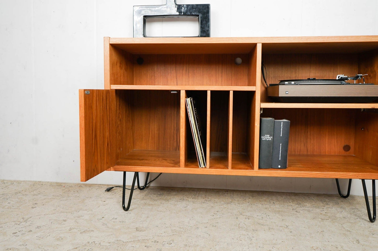 Danish Teak Sideboard Vinyl Record Cabinet Mid Century Vintage