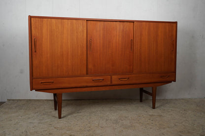 Buffet haut danois en teck années 60 milieu du siècle 180 cm vintage