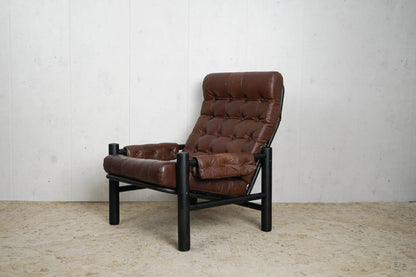 Fauteuil lounge en cuir des années 60, fauteuil du milieu du siècle, vintage