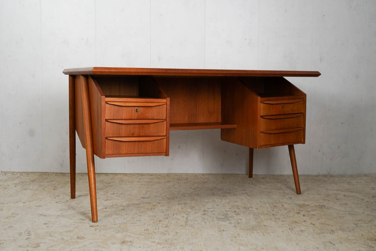 Danish Mid Century Teak Desk by Gunnar Nielsen Tibergaard Vintage