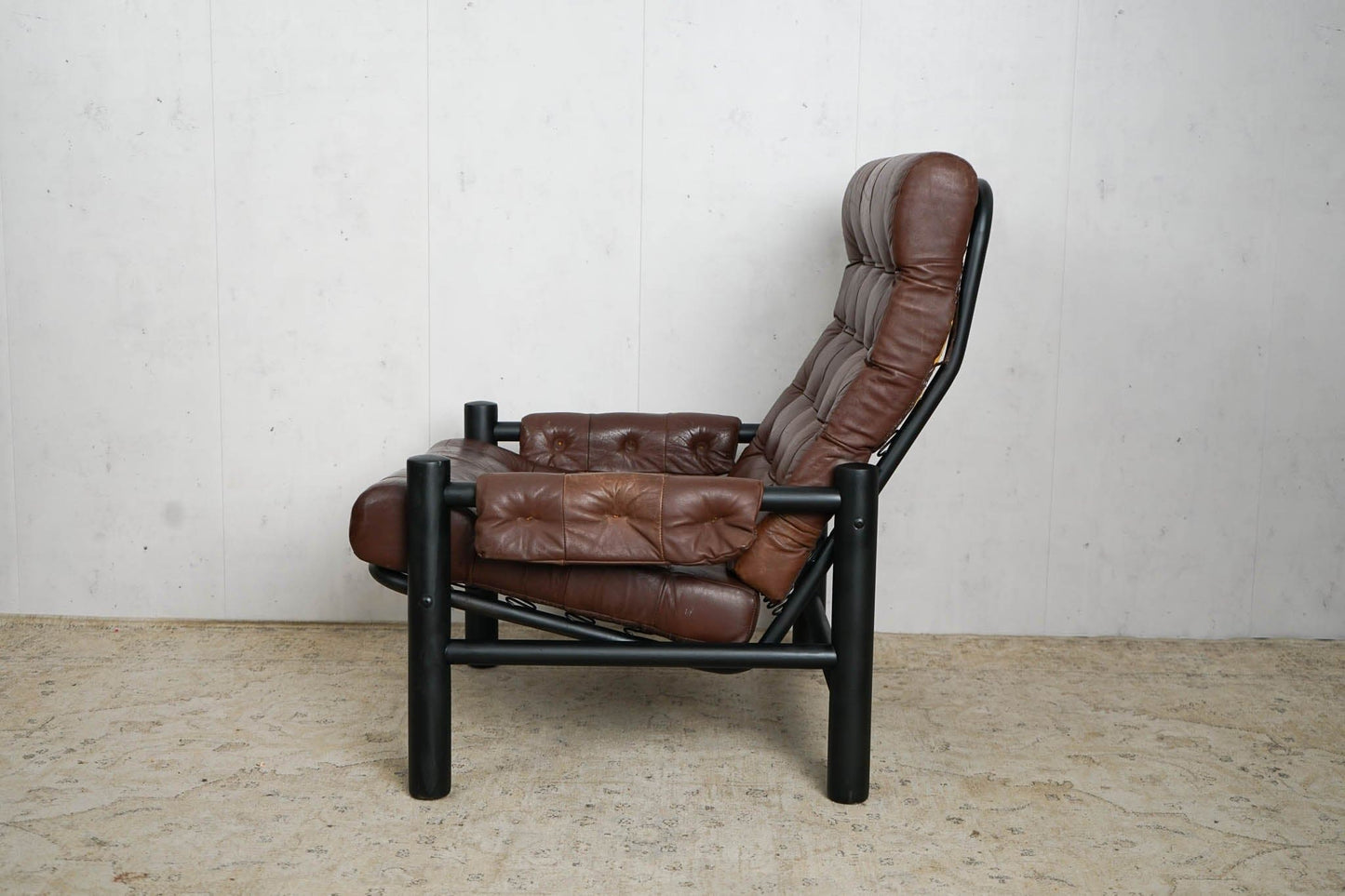 Fauteuil lounge en cuir des années 60, fauteuil du milieu du siècle, vintage