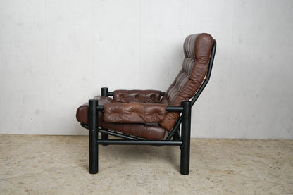 Fauteuil lounge en cuir des années 60, fauteuil du milieu du siècle, vintage