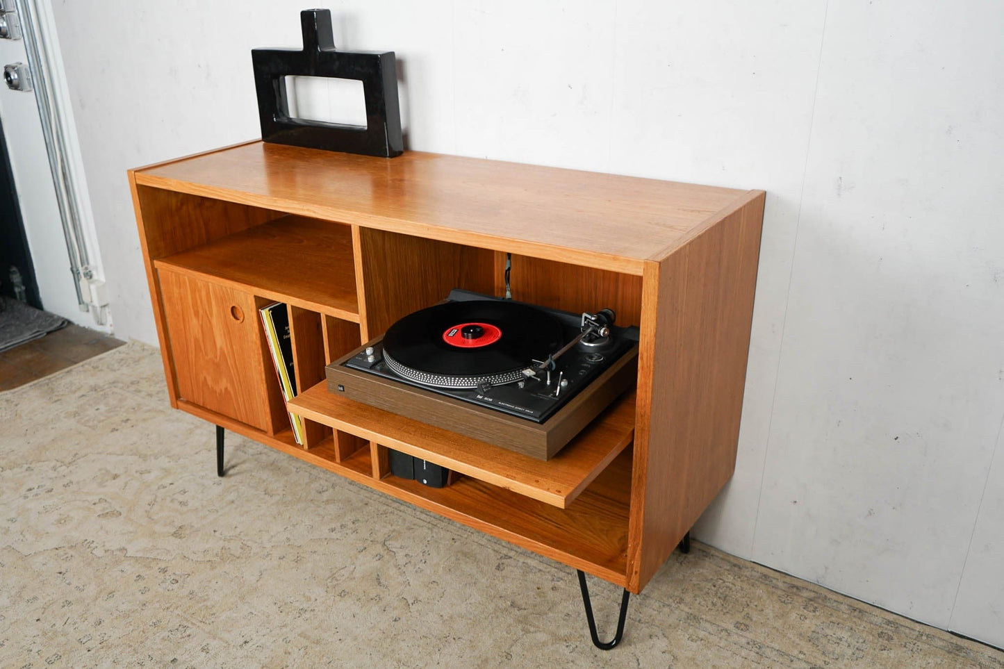 Danish Teak Sideboard Vinyl Record Cabinet Mid Century Vintage