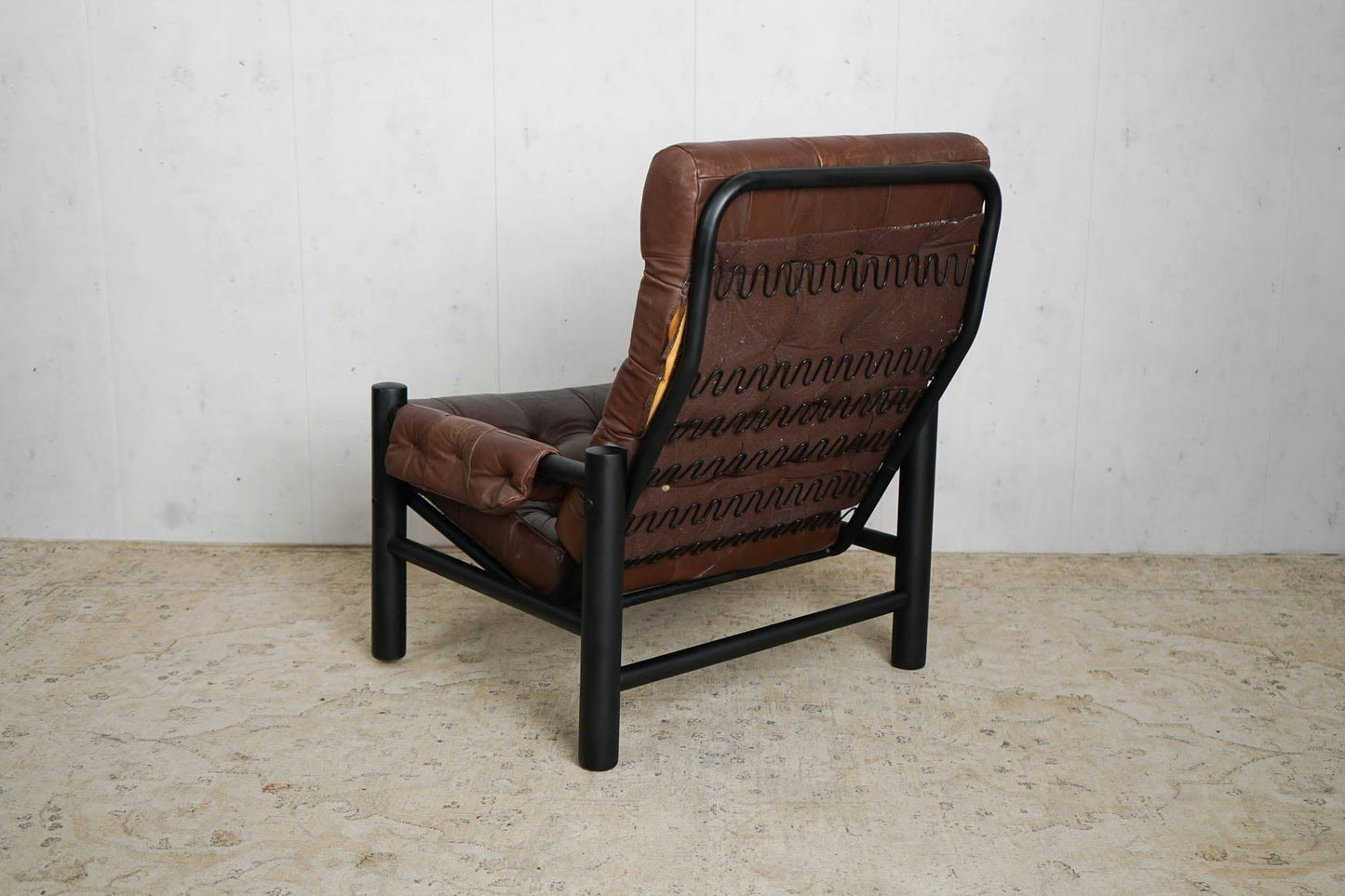 Leather Lounge Chair 60s Mid Century Armchair Vintage