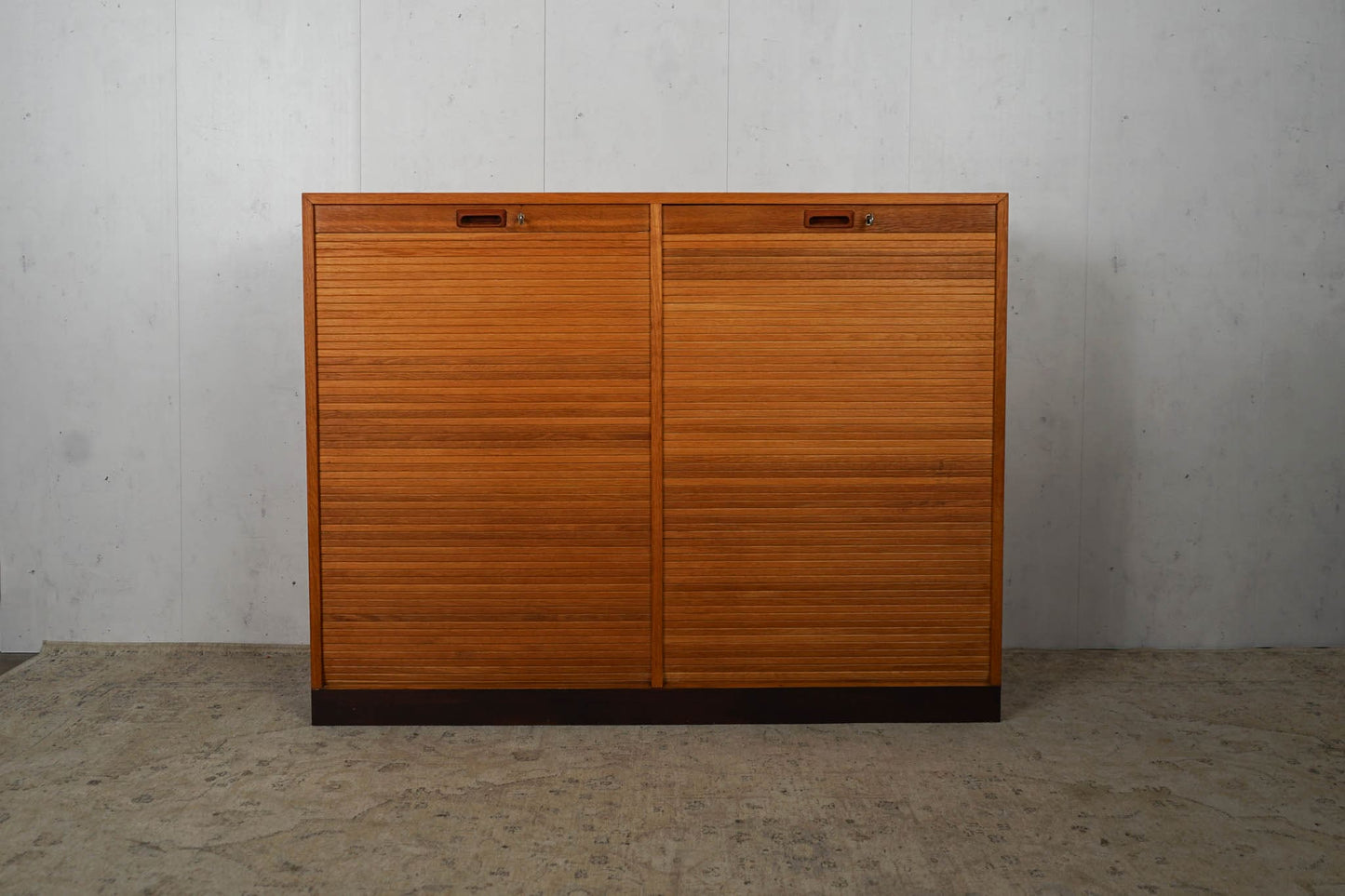 Danish louvre cabinet made of oak chest of drawers 60s Mid Century Vintage